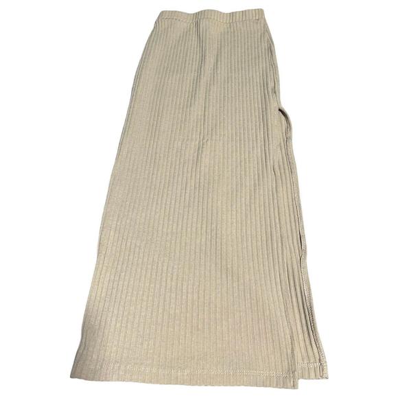Princess Polly Dresses & Skirts - Princess Polly Womens Ribbed Knit Fitted Ellie Midi Skirt Slit Size 0 Beige
